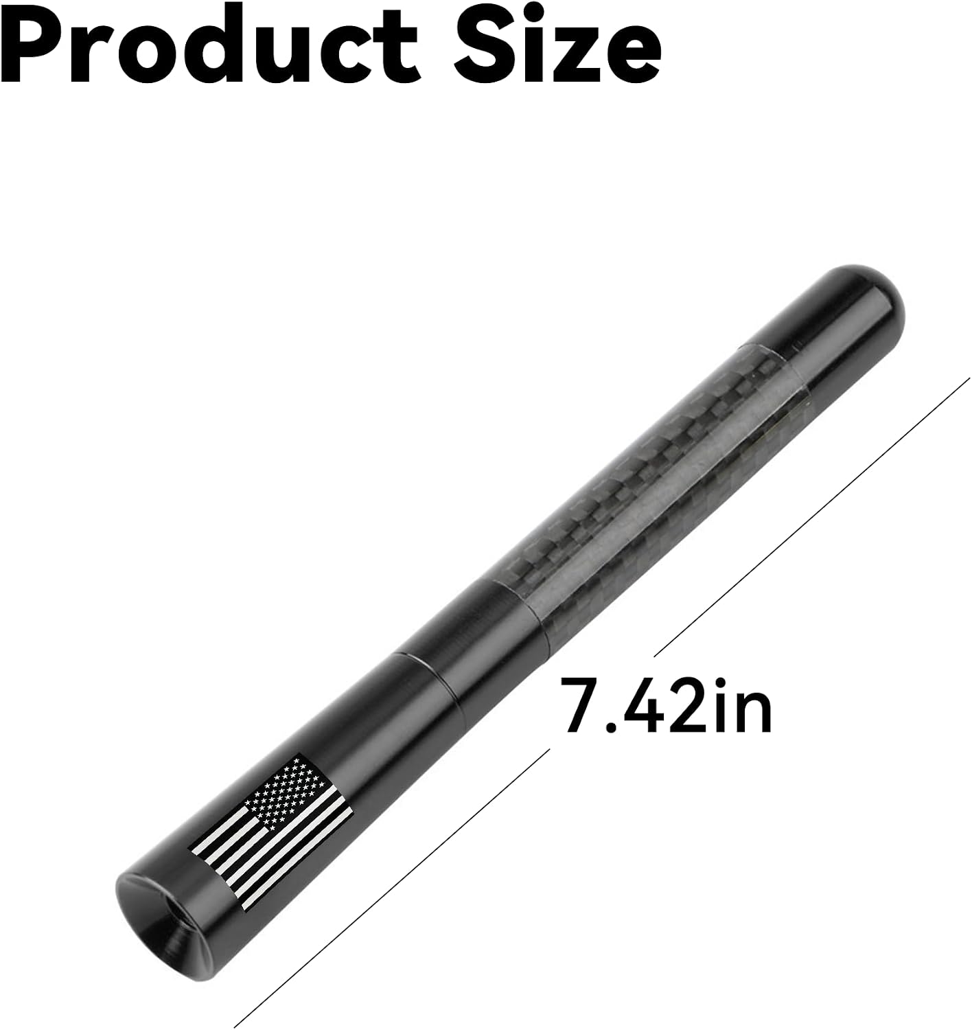 Couslcd 4.7 Inch 9 2 2 Car Short Antenna, Carbon Fiber American Flag Aluminum Auto Radio Antenna for AM/FM Reception
