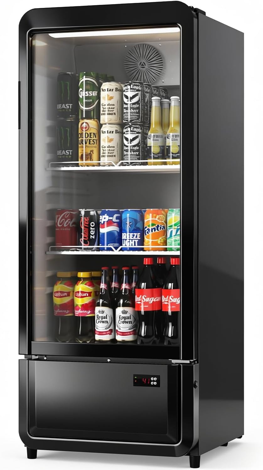 6.85 Cu. Ft Commercial Beverage Refrigerators with Glass Door & LED light, ETL DOE NSF Certified Drink Fridge, Upright Merchandiser Display Refrigerator for Store, Restaurant, Office, Bar