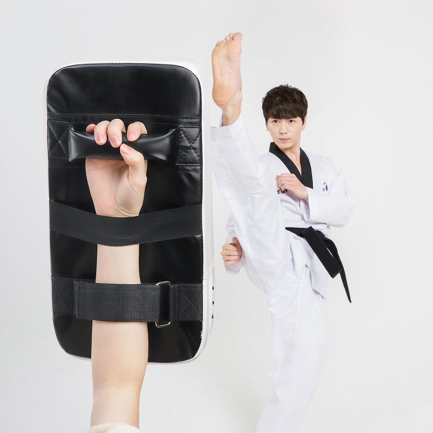 WUWEOT 2-in-1 Punching Mitts Kick Pack Set, Boxing Mitts Focus Pads and Taewondo Kick Pad, Adjustable Soft Shield Durable Training Pads Set for Boxing, Kickboxing, Karate, Muay Thai, MMA Training
