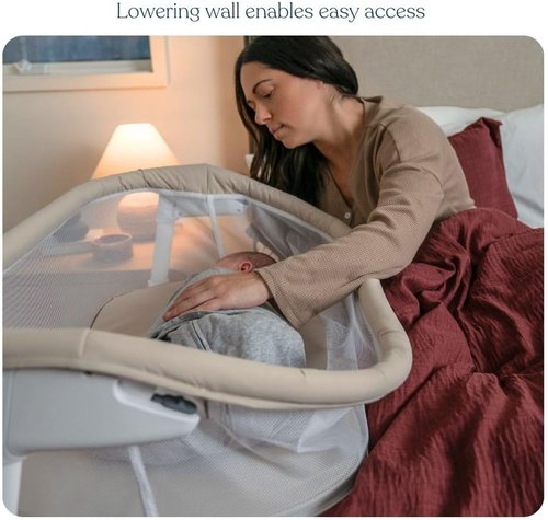 HALO BassiNest Lite - Portable Breathable Baby Bassinet with Mesh Walls & Lowering Wall for Easy Access