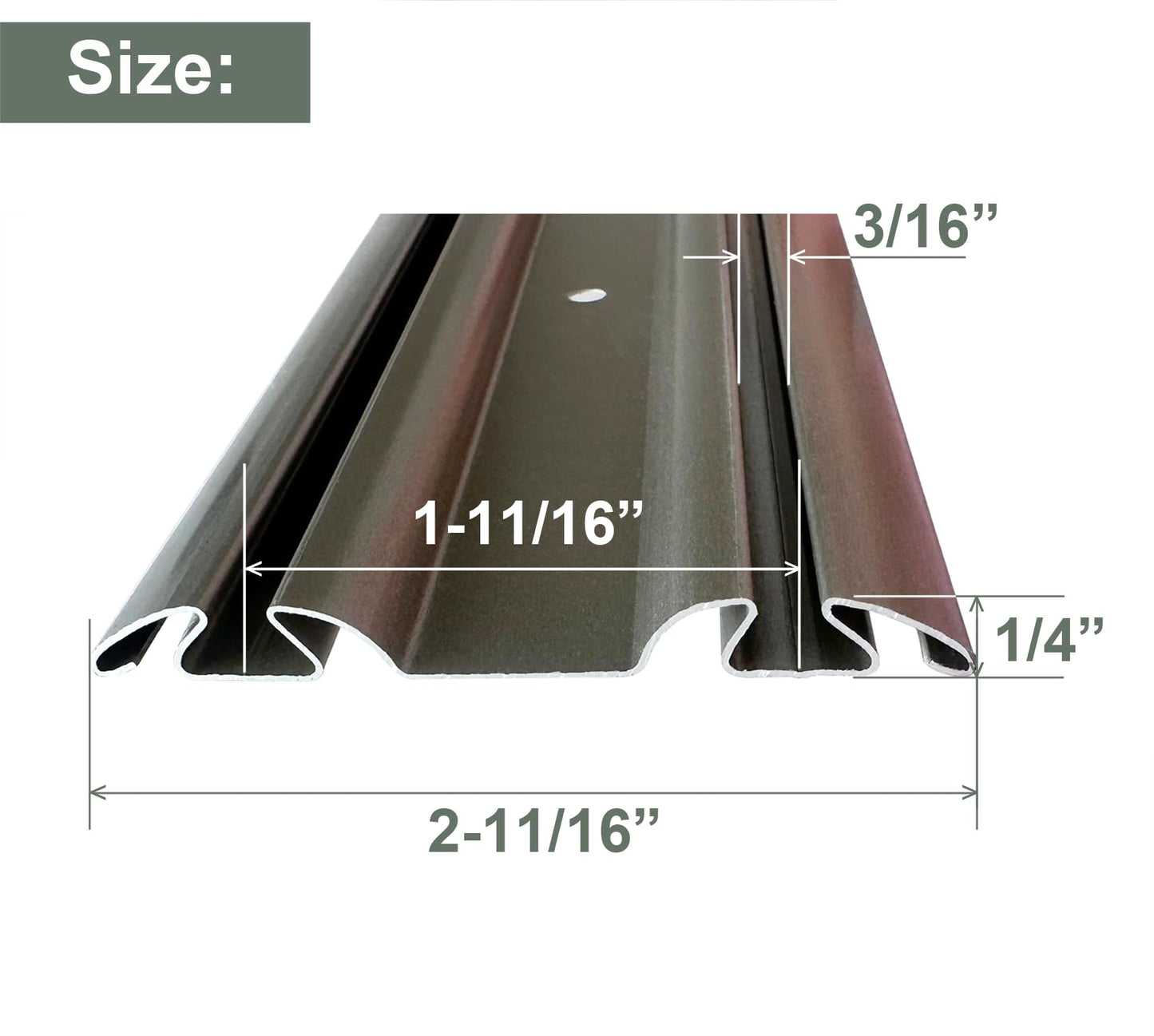 Bypass Mirror Closet Door Bottom Track, 60" Length, 2-11/16" Width, Gray Metal, Roll Formed Steel Sliding Door Guide Rail, Fit Convex Roller Assemblies