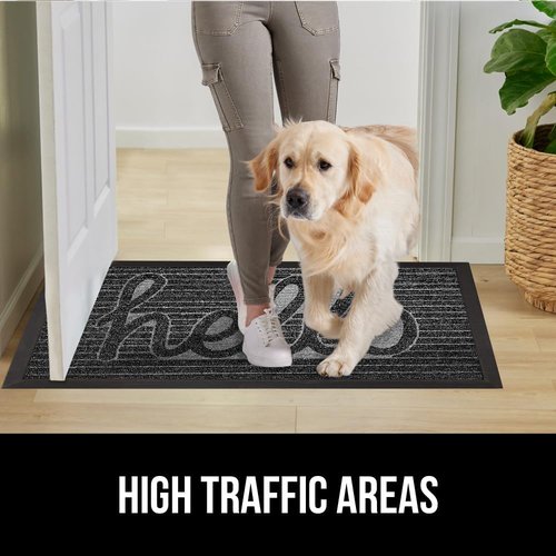 GORILLA GRIP Waterproof All-Season WeatherMAX Doormat - 35x23 Natural Rubber, Stain & Fade Resistant, Easy Clean, Charcoal