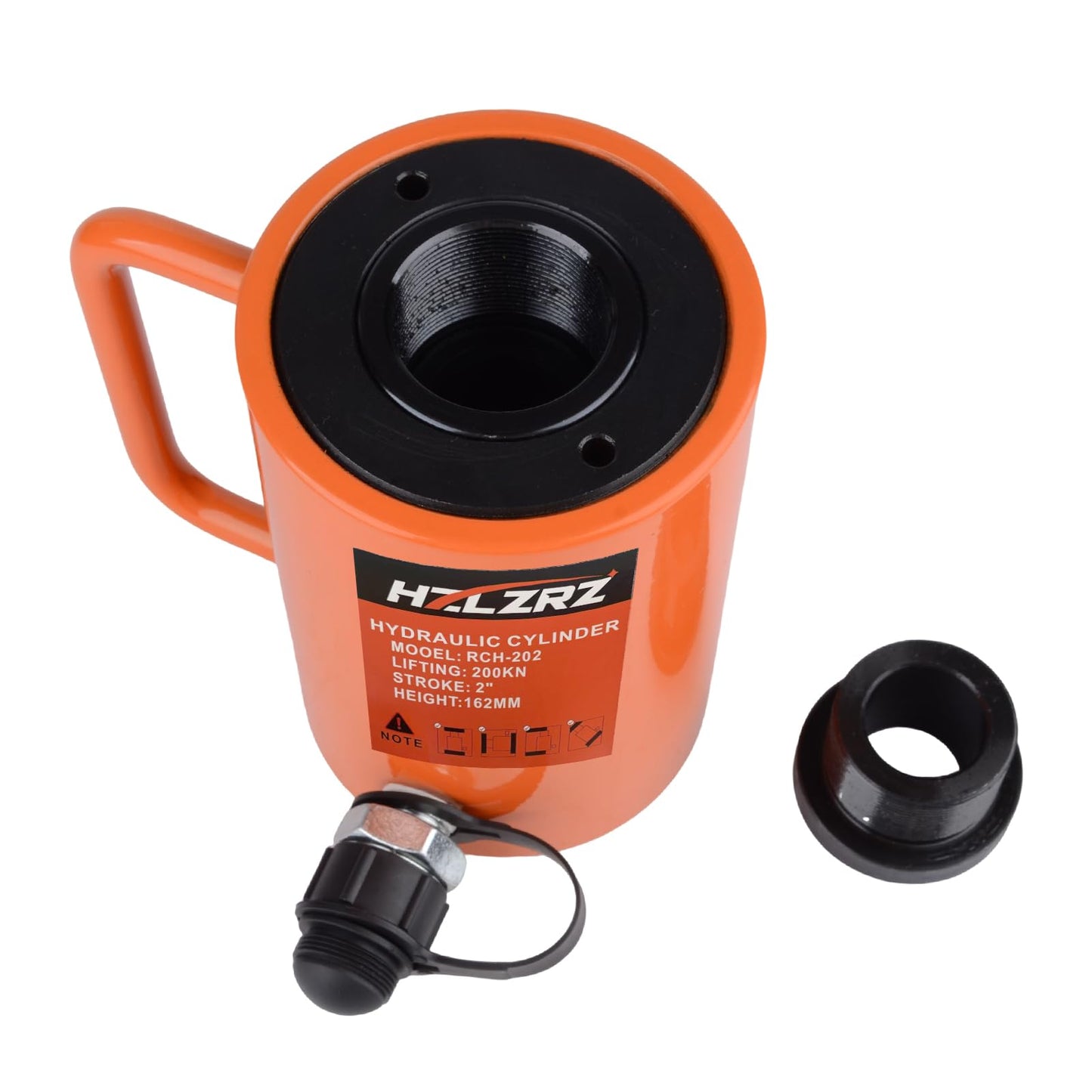HZLZRZ 20T Hydraulic Cylinder Jack Hollow Single Acting Hydraulic Ram Cylinder, Hydraulic Lifting Cylinders 2"(50mm) and Porta Power Kit(RCH-202)