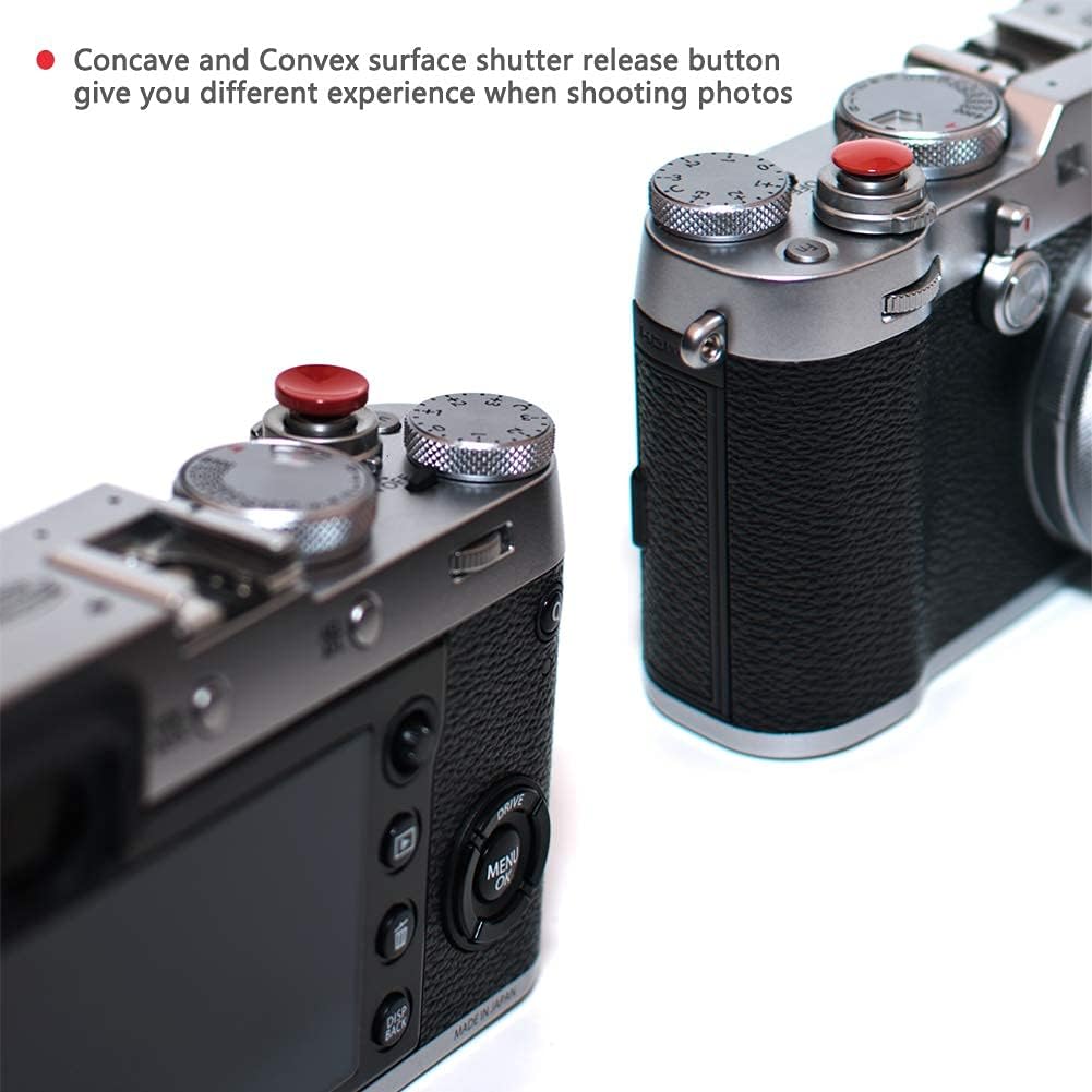 11mm 10mm Surface(2 Pack) VKO Dark-red Metal Soft Shutter Release Button,Delicate Camera Shutter Button Concave Convex
