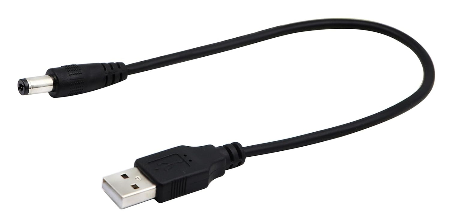 zdyCGTime 2.0 5.5x2.1mm 5 (28CM/11inch, 5.5x2.1mm)(2packs) USB A Male to DC Male Adapter Cable Volt DC Barrel Power