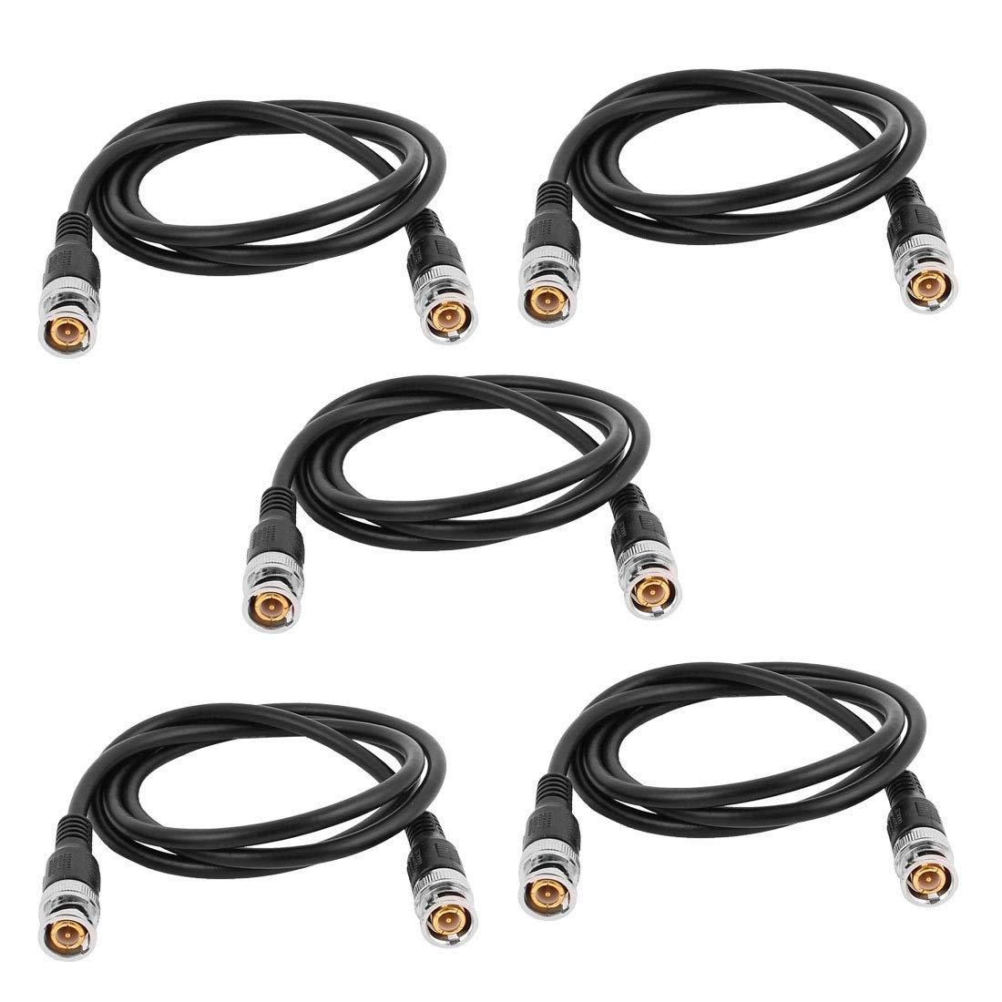 traderplus 5-Pack 5ft 75-Ohm (5 BNC Male to BNC Male Jumper Cable Extension Connector for CCTV DVR to TV System FT)
