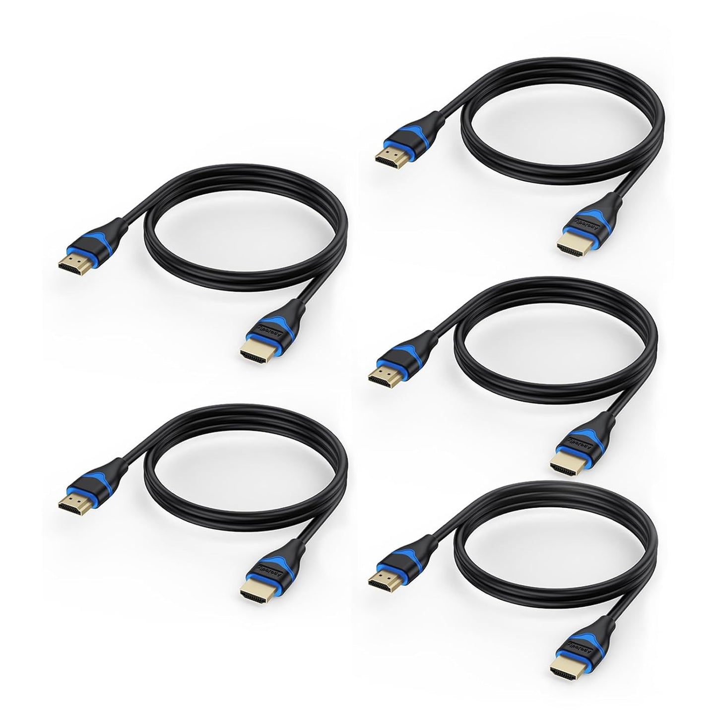 4K 3FT 5-Pack, 3 2.0(4K@60Hz, 2K@144Hz, 1080P@120Hz, 18Gbps, 3D, 2.2, PS4/PS5, 3.3FT/1M HDMI Cables HDMI Cord Foot High