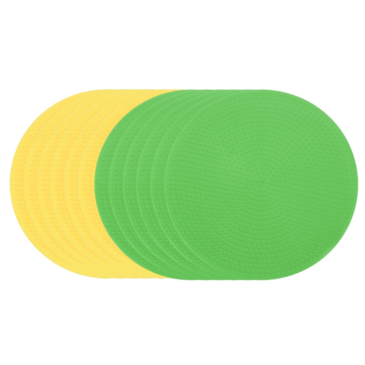 PATIKIL Spot Markers 4 Inch, 12 Pcs Non-Slip Floor Dots Agility Markers Flat Field Cones Poly Dots for Gym PE Speed Training Dance Soccer Basketball Sports, Yellow/Green