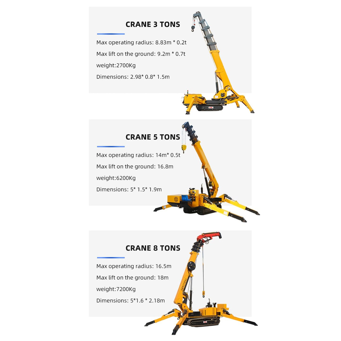 3 Ton Mobile Portable Hoist Crawler Crane Rotating Boom Tracked Chassis for Indoor Renovation Lift Basket Compatible
