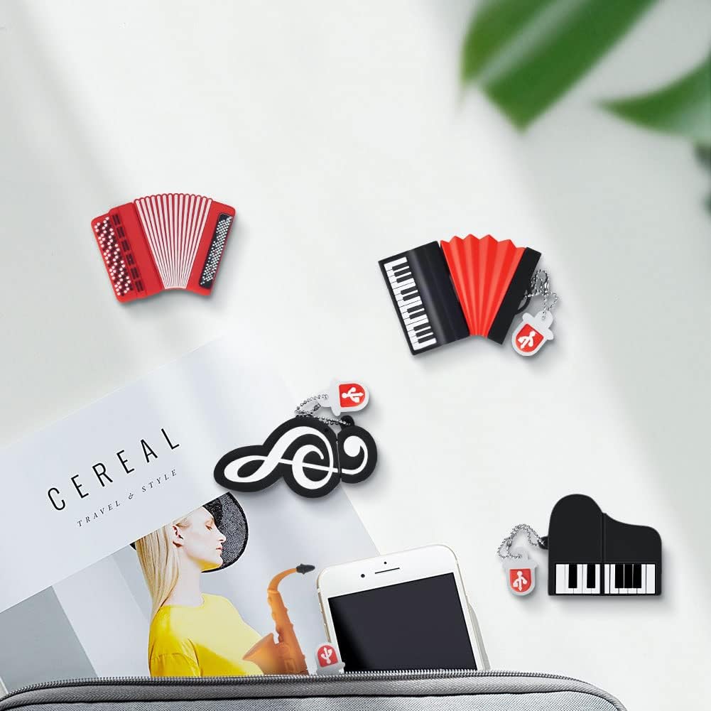 leizhan 5 8GB Accordion*2/Saxophone/Piano/Notes x Cute Music USB Flash Drive, Shape Musical Instruments Thumb Drive