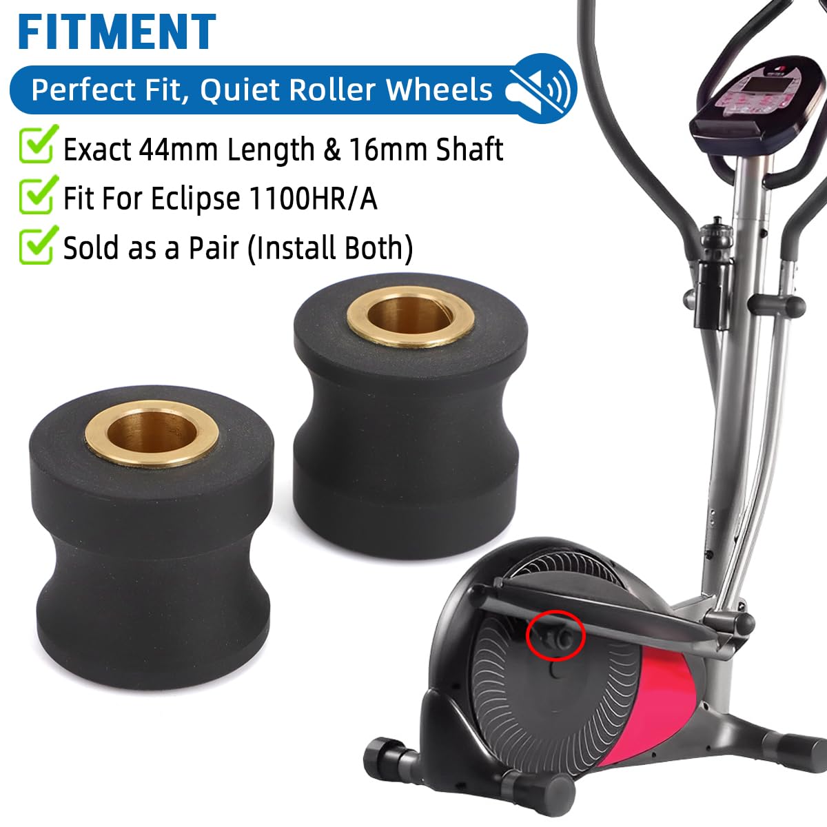 Replacement Roller Wheels for Eclipse 1100HR/A Elliptical - Enhanced PU and Bronze Bushing Design - Quiet and Long-Lasting Exercise Machine Parts (Pair)