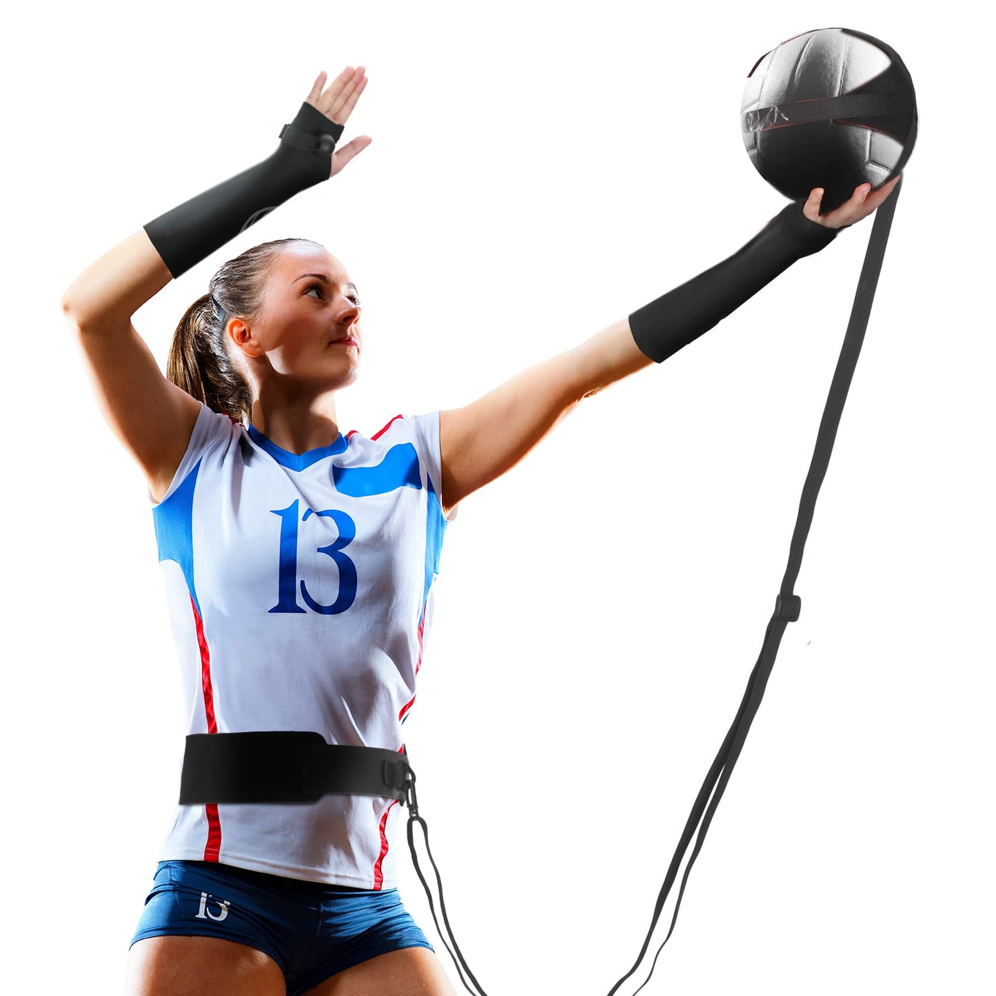 Sosation 5 Set Volleyball Training Equipment Aid Volleyball Gear Volleyball Knee Pads and Arm Sleeves Volleyball Spike Serving Trainer Accessories Volleyball Gifts for Teen Girls Women