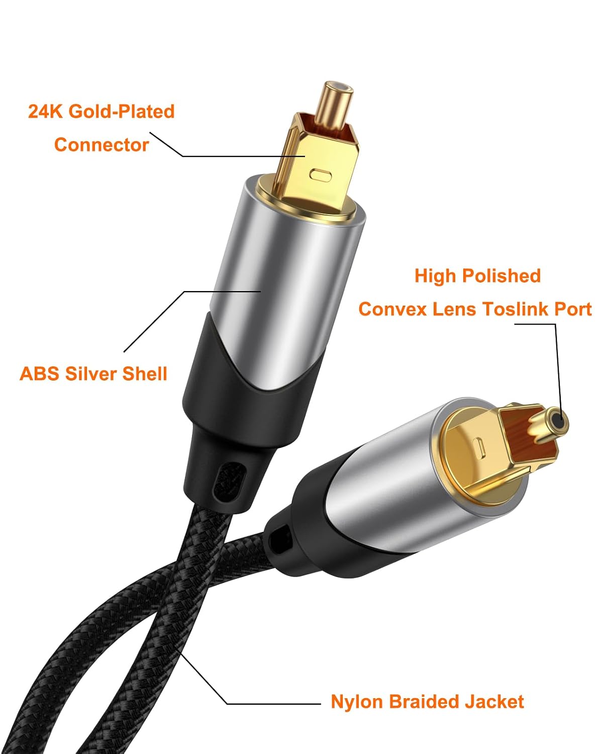 25FT PS4, CableCreation Optical Audio Cable, Toslink Male SPDIF Cable with Nylon Braided Fiber Optic Cord for Home