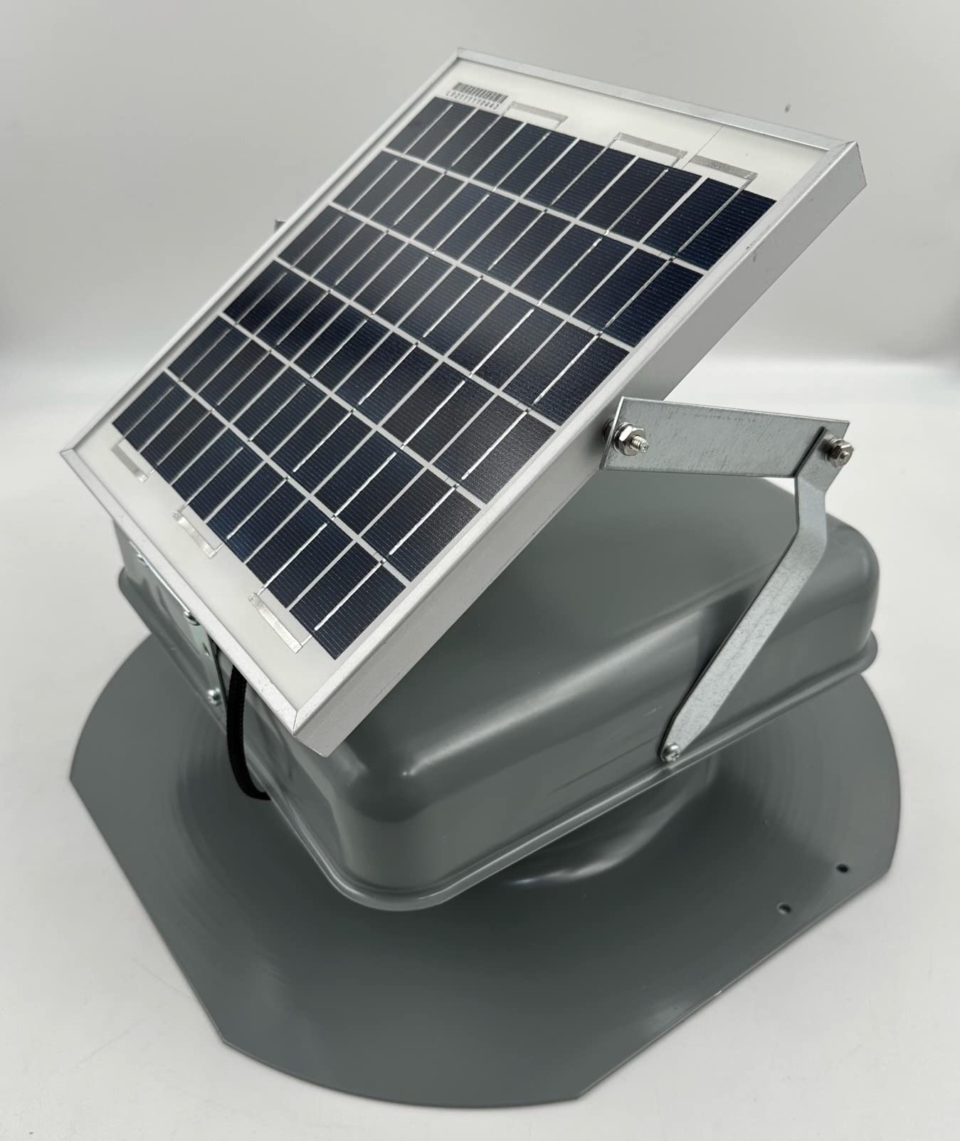 Solar Mega RoofBlaster 2.0 with Gray Vent (Adjustable Solar Panel Mount) | Solar Attic Vent | Solar Roof Vent | Solar Roof Attic Fan | New & Improved Design