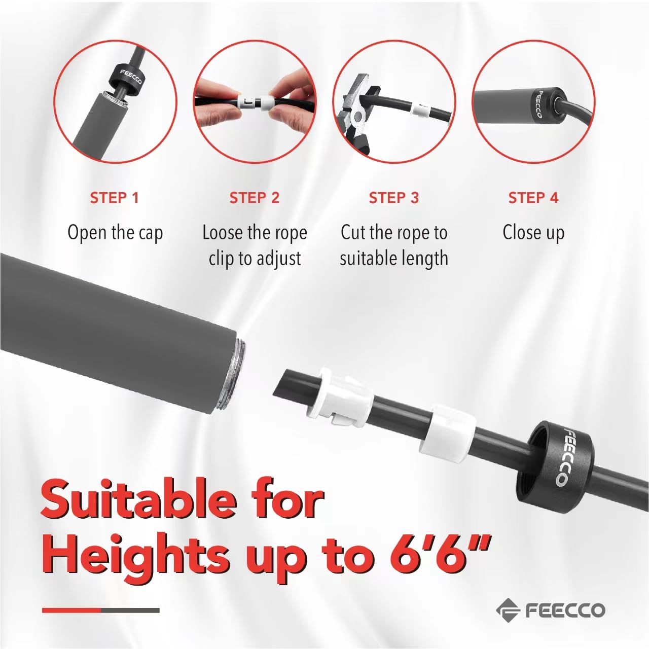 FEECCO Weighted Jump Rope for Men, 14mm PVC Rope with Metal Handles and Ball Bearings