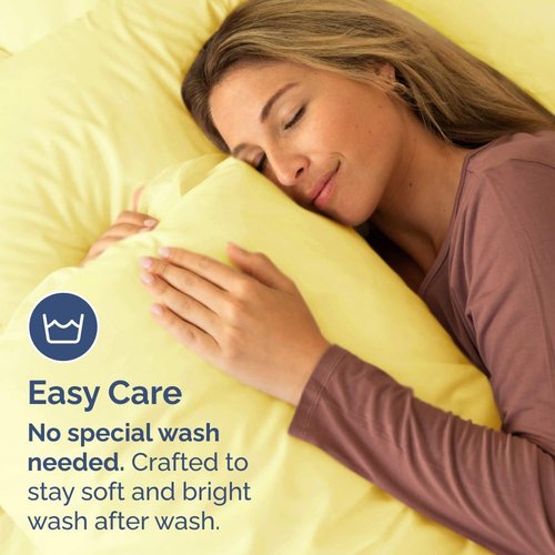 King Pillow Cases by [Brand Name] - Ultra Soft Hotel Quality Covers | Wrinkle-Free, Stain Resistant - 4 Piece Set in Yellow