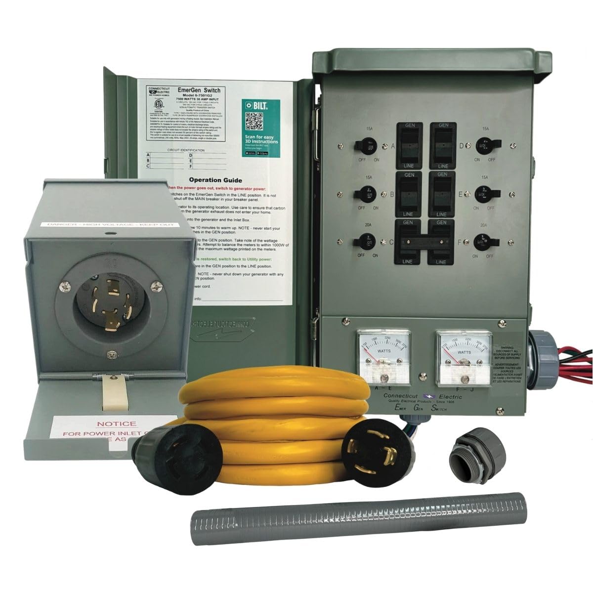 Connecticut Electric EmerGen Backup Power Manual Transfer Switch Kit - 30Amp 6-Circuit 7500 Watts (Transfer Switch Kit)