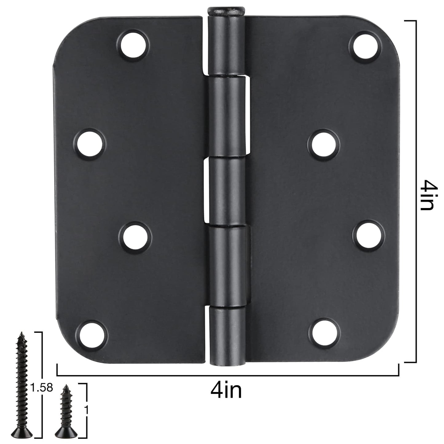 18 Pack Black Door Hinges 4 Inch x4 Rounded Heavy Duty Exterior Door Hinges Black Matte Black Hinges for Interior Doors,Front/Entry/Hinged/Steel/Barn-Style/Inside/Outside Door Hardware Hinge 8 Holes