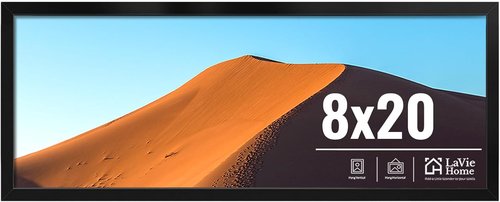 LaVie Home 8x20 Picture Frame - Classic Black Wall Display Frame with HD Plexiglas | Vertical & Horizontal Options