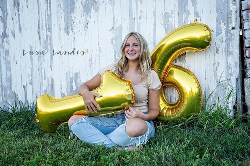 Gold Number 16 Balloon - 40 Inch Golden Birthday Decoration for 16th Party Supplies