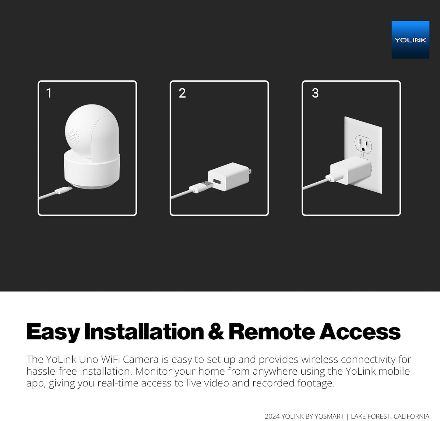 YoLink 2.4G 1080p 2-Way 64G 360 Uno WiF Wireless Home Security Camera Indoor, for Baby and Pet Monitor, Dog Camera
