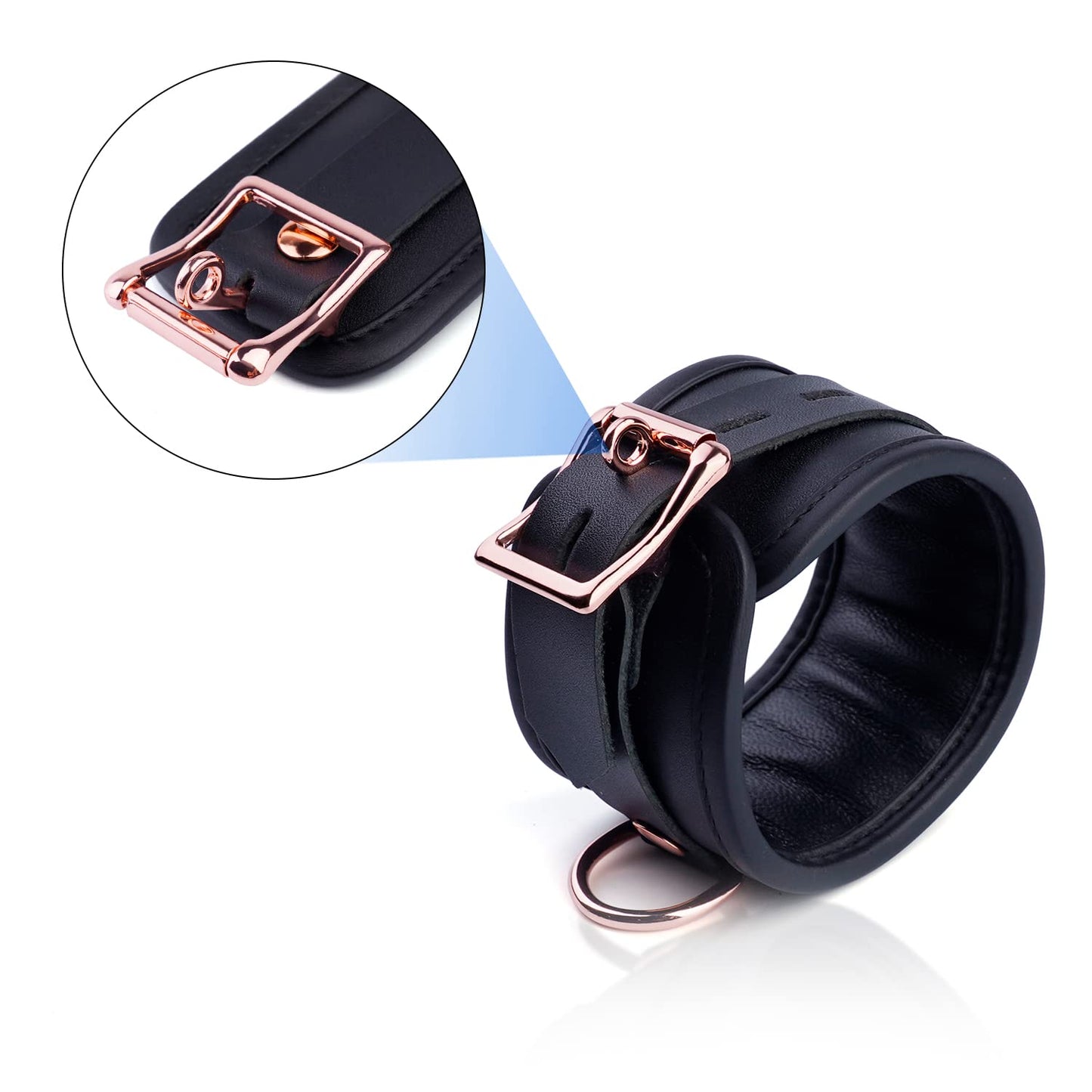 ZHATCTEI Black Adjustable 4 Real Leather Ankle Straps Wrist Cuff Fitness Leg Exercise Ankle Bracelet Kit Cosplay Cuff Accessories Sports Fitness System Set