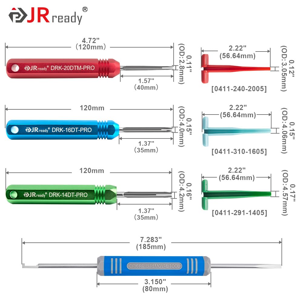 JRready ST6437 Deutsch Connector Kit, DT DTM Connectors 2 3 4 6 8 12 Pin with Turret Style Crimping Tool, Size 16 20 Solid Pins Wire Gauge 14-22AWG, 14AWG Yellow Seals and Removal Tools