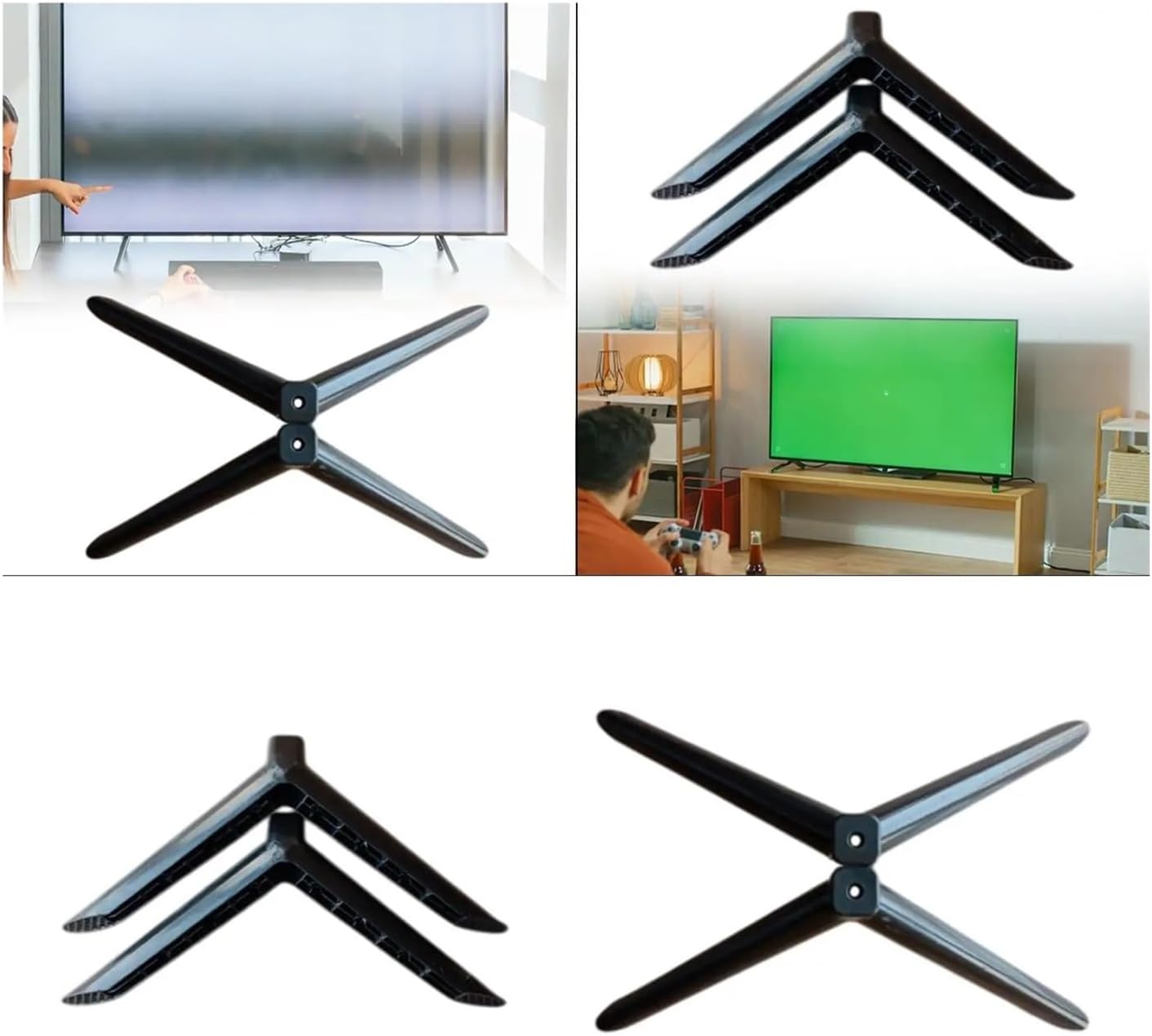 DYLCCHFS 2Pcs TV Stand Base Television Holder Bracket Spare Parts, Easy to Installation Premium Replaces Sturdy TV Legs