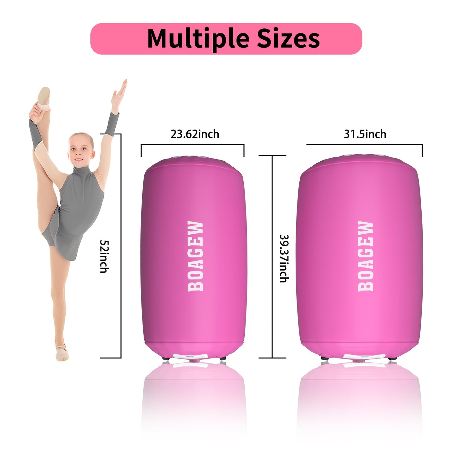 BOAGEW Gymnastics Mat,Air Roller Gymnastics Barrel,Gymnastics Tumble Track Air Track Tumbling Mat for Home Training/ Cheerleading/Gym/Training/Yoga/Beach/Water/Park Outdoor Use with Electric Air Pump ﻿
