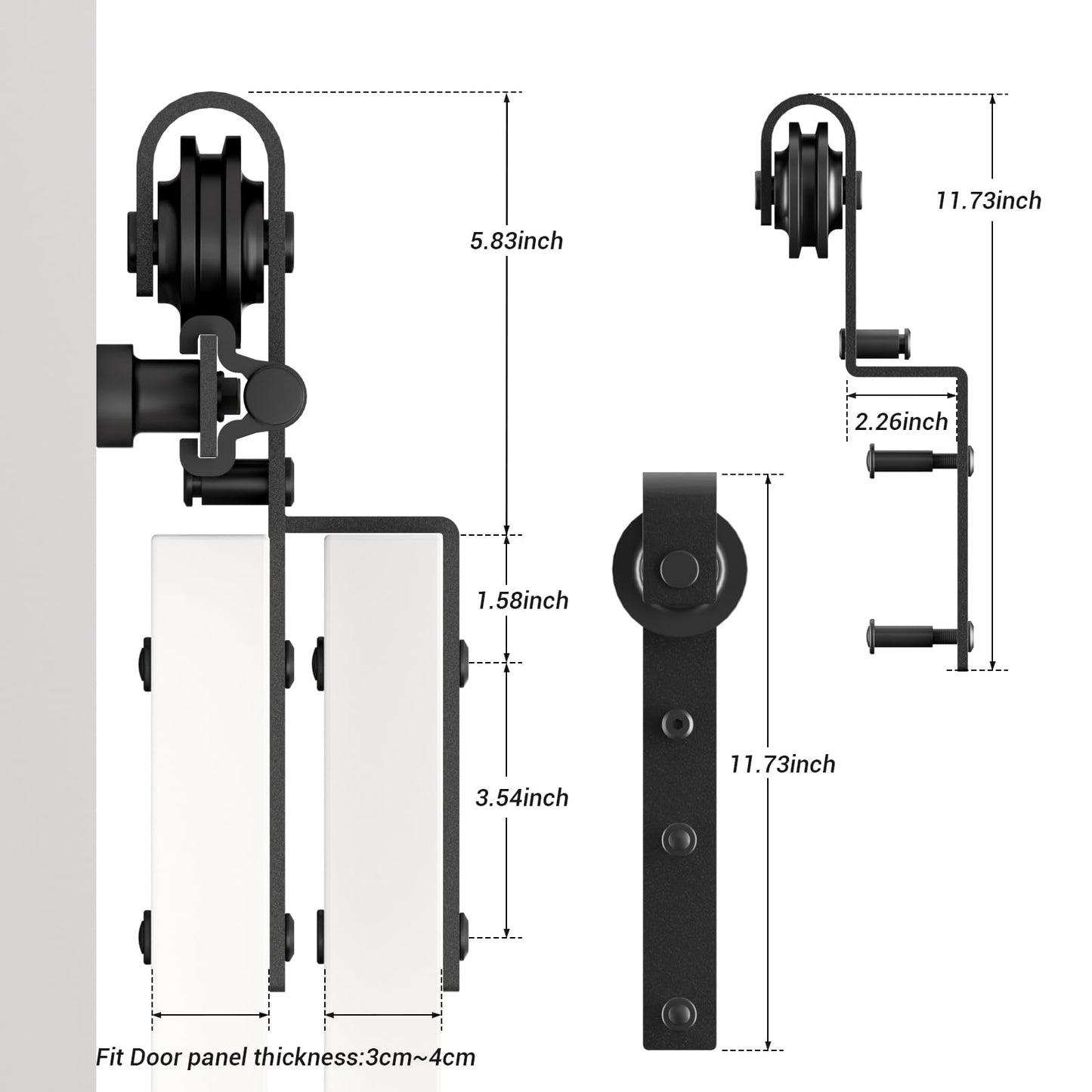 AONAYIOA 6FT Bypass Sliding Barn Door Hardware Kit, Combination Track Mode Sliding Door Hardware, Double Wooden Doors Use Single Track Bypass Barn Door Hardware Fit for Door Opening 70" (6 Feet)
