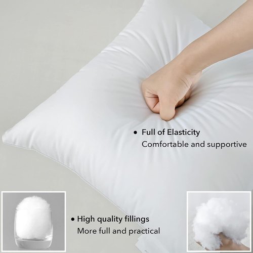 FAVRIQ 20 x 20 Pillow Inserts - Set of 2 Decorative Throw Pillows with 100% Cotton Cover - White