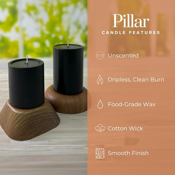 Simply Soson 3x6 inch Black Pillar Candles Set of 3, Smooth Texture, Unscented Black Candles, Dripless Candles, 3 inch Pillar Candles Ideal as Wedding, Parties, Spas, Dinner, Home Decoration, Church