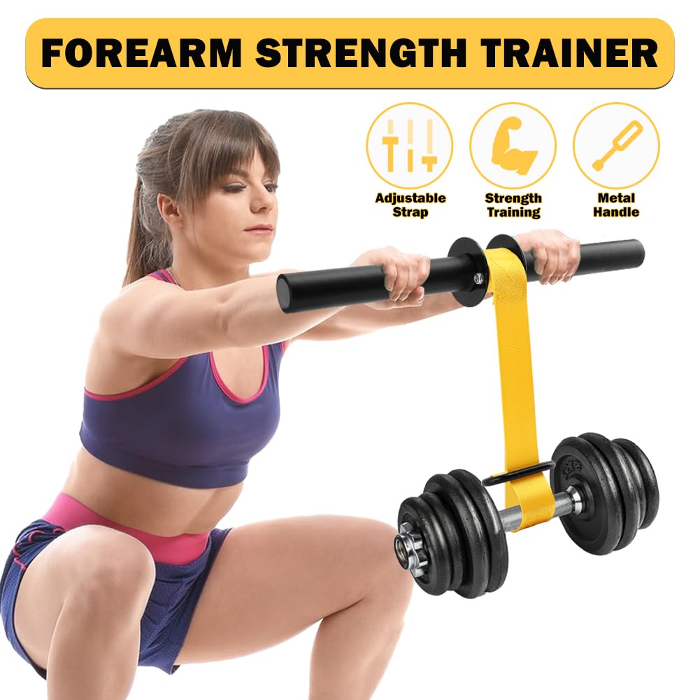 Forearm Strengthener and Wrist Roller, 43.3/51.2 Inch Adjustable Ultra-Strong Nylon Webbing Wrist Forearm Blaster with Quick Locking Mechanism & Anti-Slip Grips, Max 100+ lbs Load for Grip Strength Training, Climbing, Home Gym