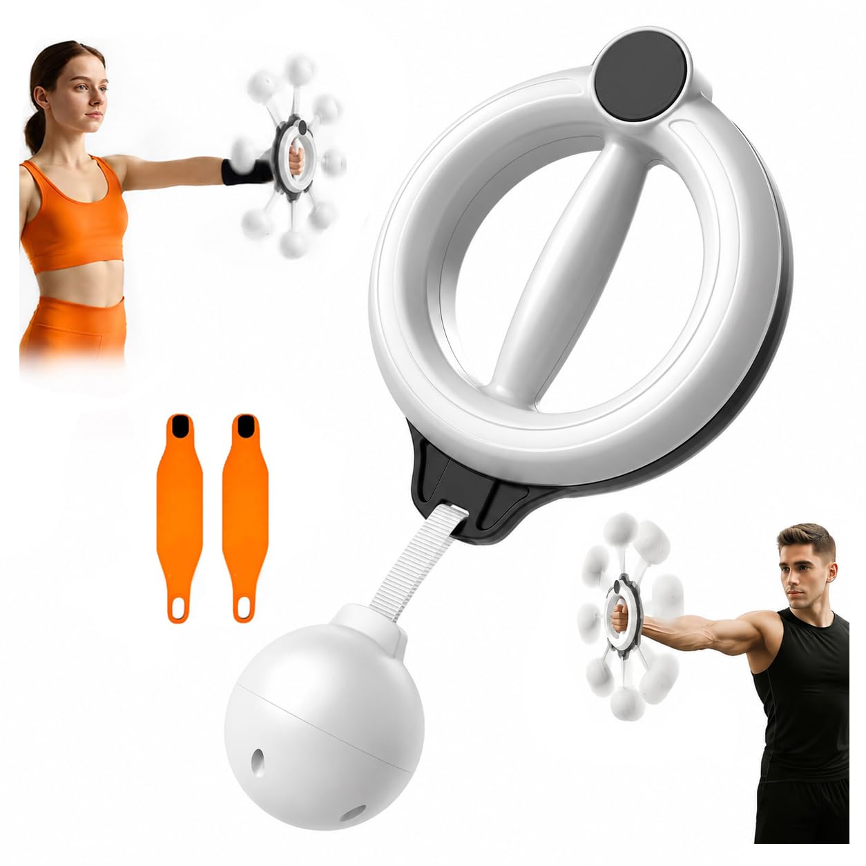Arm and Shoulder Workout Equipment for Men and Women, 360° Hand-Crank Forearm Trainer, Shoulder Exercise and Mobility Trainer, Home Fitness Equipment for Chest and Upper Body Strength(White)