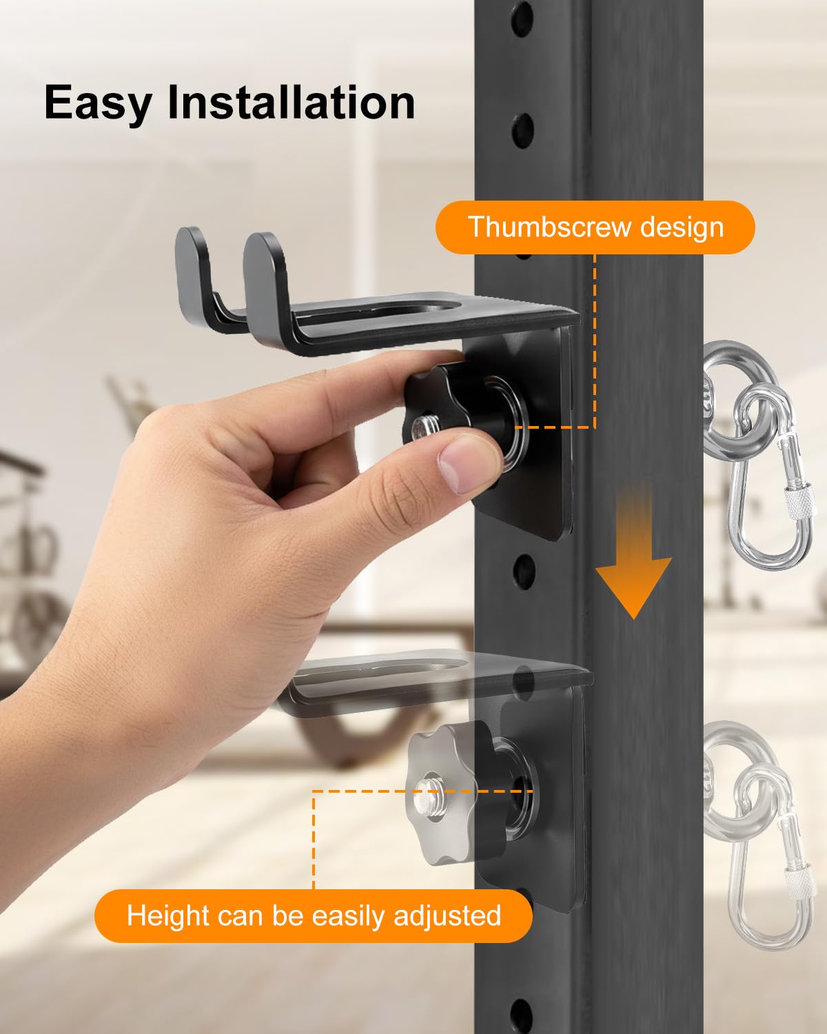 Steel Olympic Barbell Holder and Resistance Band Anchor Fit for 2x2 2x3 3x3 Power Racks with 5/8-1 Inch Holes, Heavy Duty Bar Storage Hanger with Protective Padding