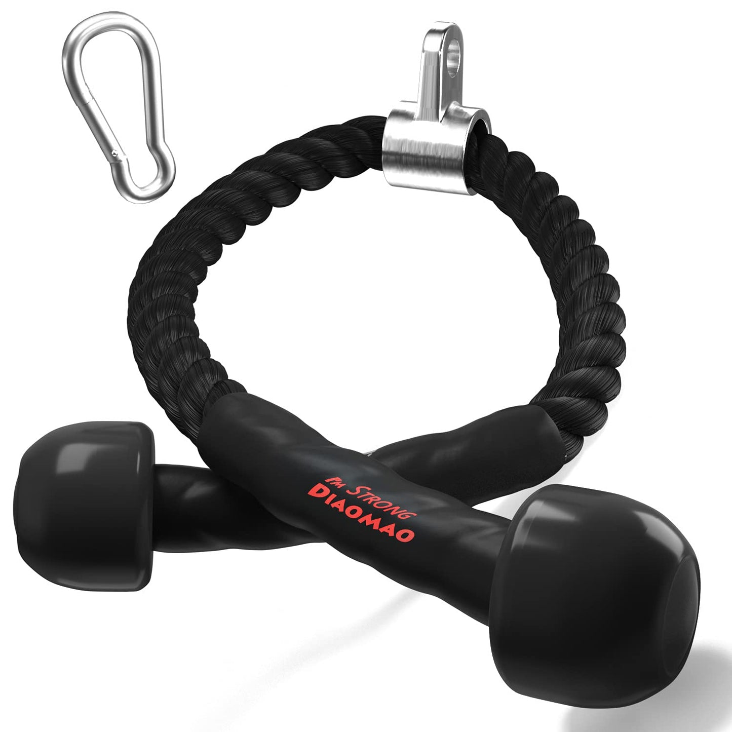 Diaomao Tricep Rope with Upgraded Rubber Handles,35 Inch Tricep Pull Down Rope for Cable Machine, Greater Range of Motion, Triceps Rope Cable Attachment for Gym, Home, Easy to Grip, Non-Slip