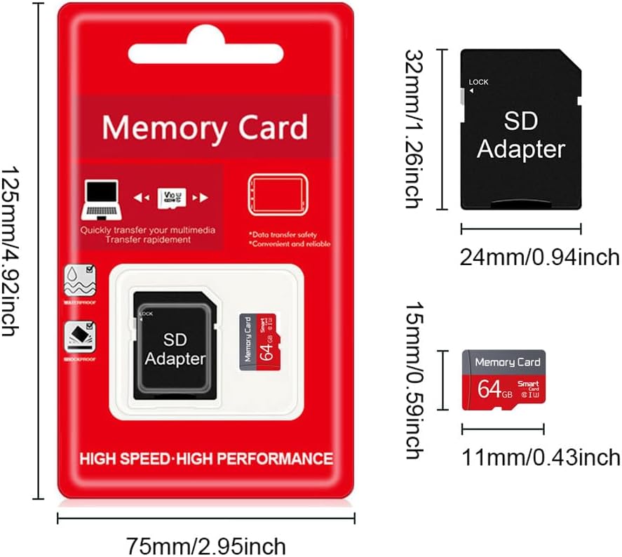 funxwe 2 Pack 64GB (64GB x2) TF Card with Adapter, Ultra High Speed SD Card Flash Memory Card