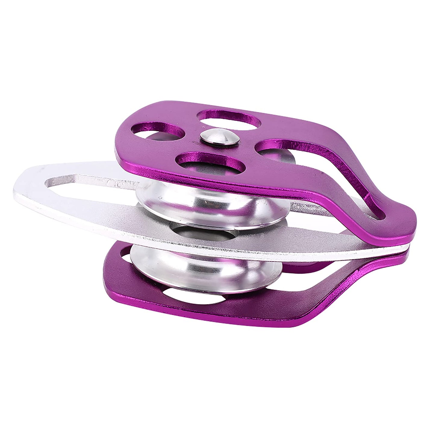 equlup Double Pulley, 32KN Load Aluminum Side Swing Pulley 15mm/0.6in 15mm/0.6in Outdoor Survival Tool for Rock Climbing, Mountaineering, Rappelling