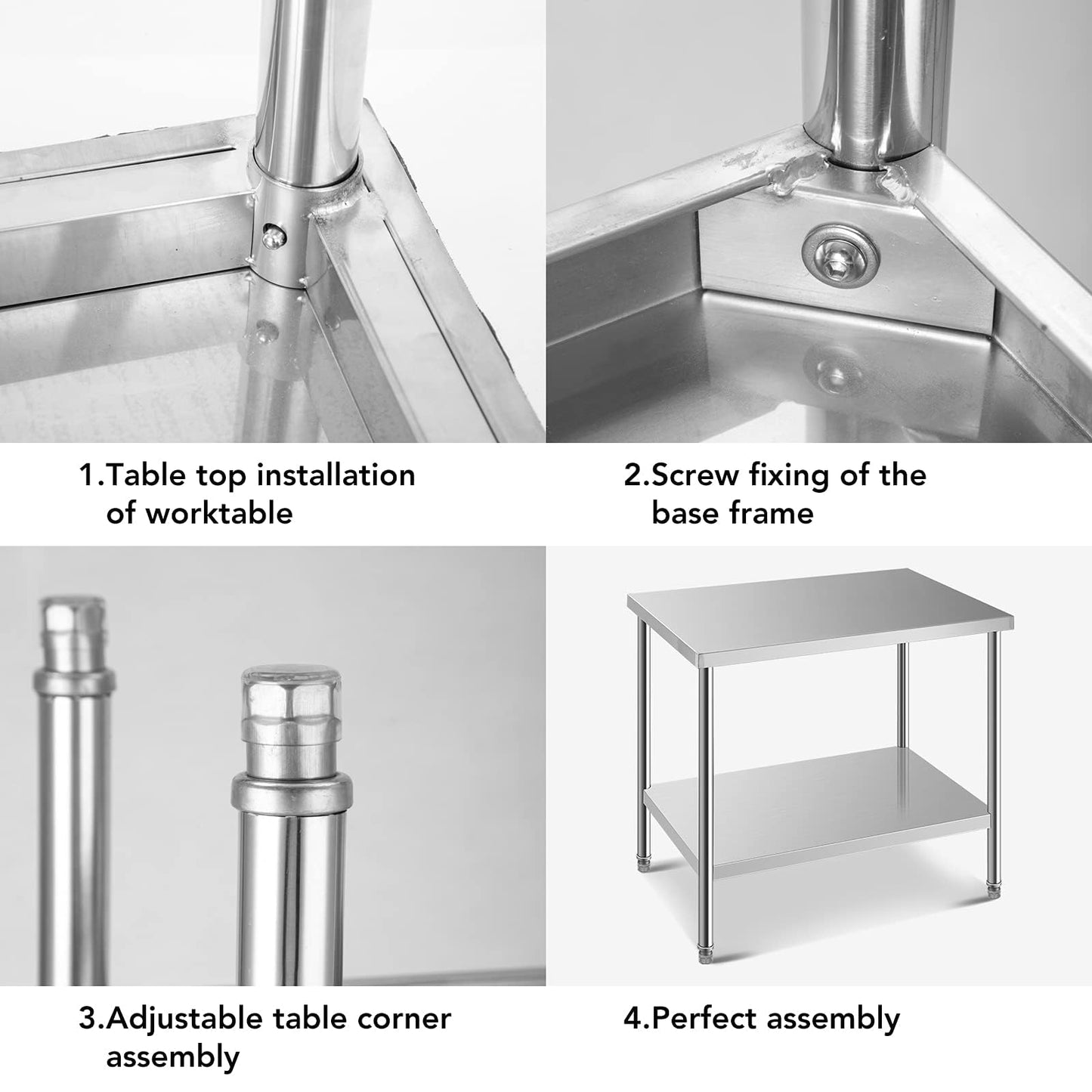 HXCFYP 24x18 Stainless Steel Prep Table with Undershelf for Restaurant, NSF Certified, Home & Hotel - Heavy Duty Commercial Grade Worktable for Food Preparation & Christmas Cooking