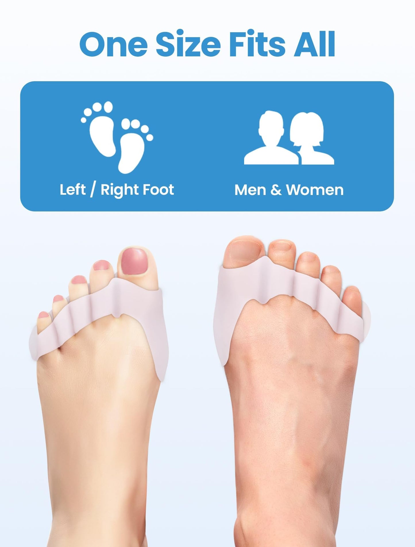 Habioer Toe Separators for Women - Podiatrist Recommended, Toe Spacers for Men, Breathable Bunion Corrector, Plantar Fasciitis(1 Pair)