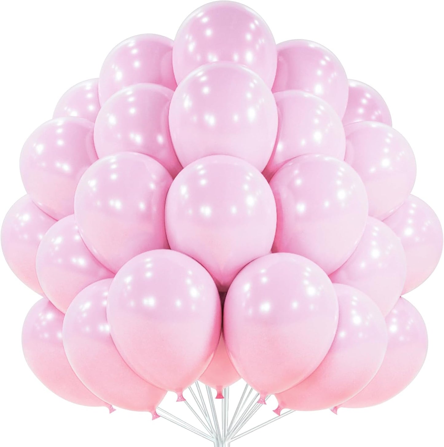PartyWoo Light Pink Balloons - 50 Pcs 12 Inch Pearl Latex Helium Balloons for Baby Showers & Parties