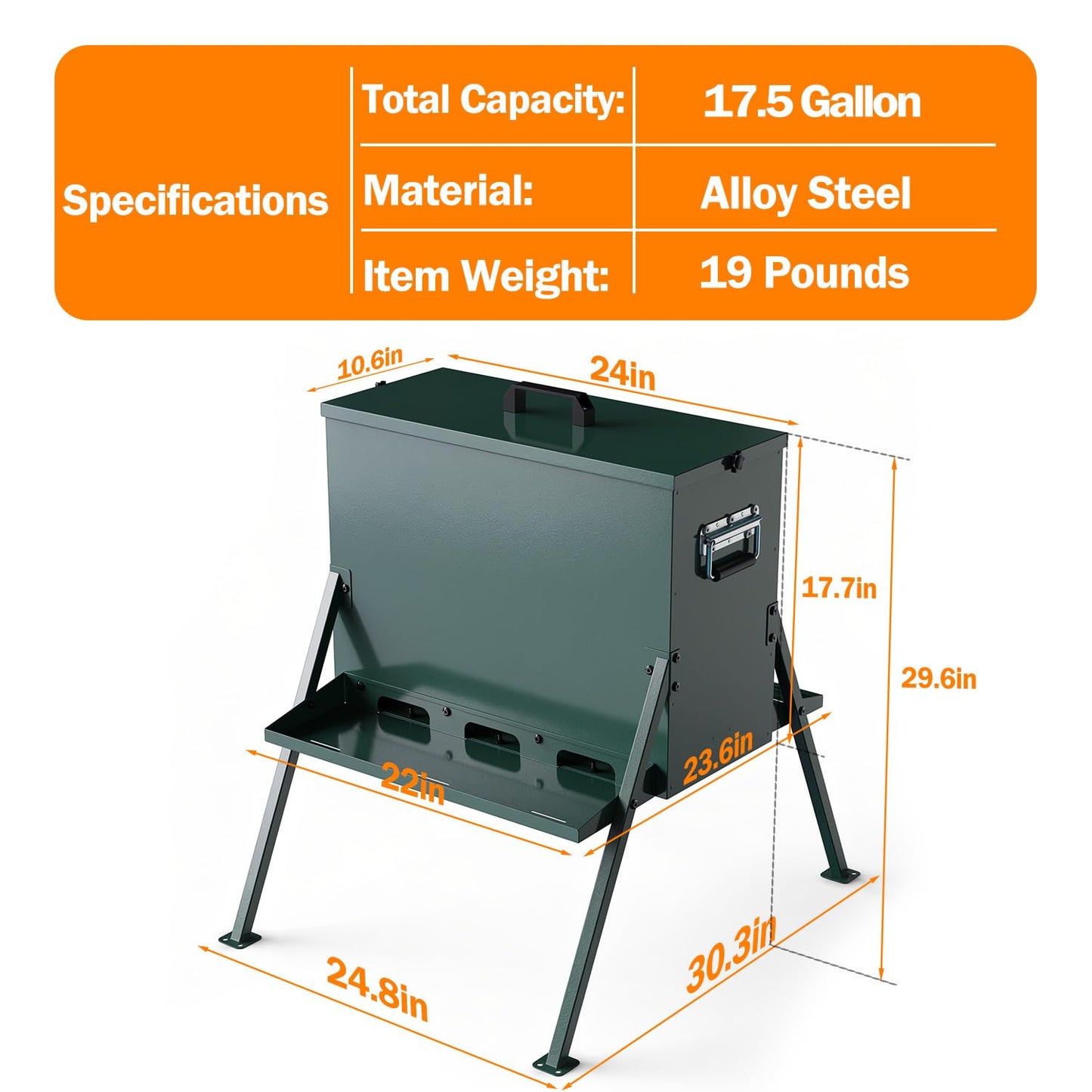 BUYYAH 90-110lb Deer Feeder, Heavy Duty Metal Hunting Game Feeder, Weatherproof Wildlife Feeders for Hunting, Gravity Deer Feeder Automatic Dispenser Feeds Protein and Corn, Green