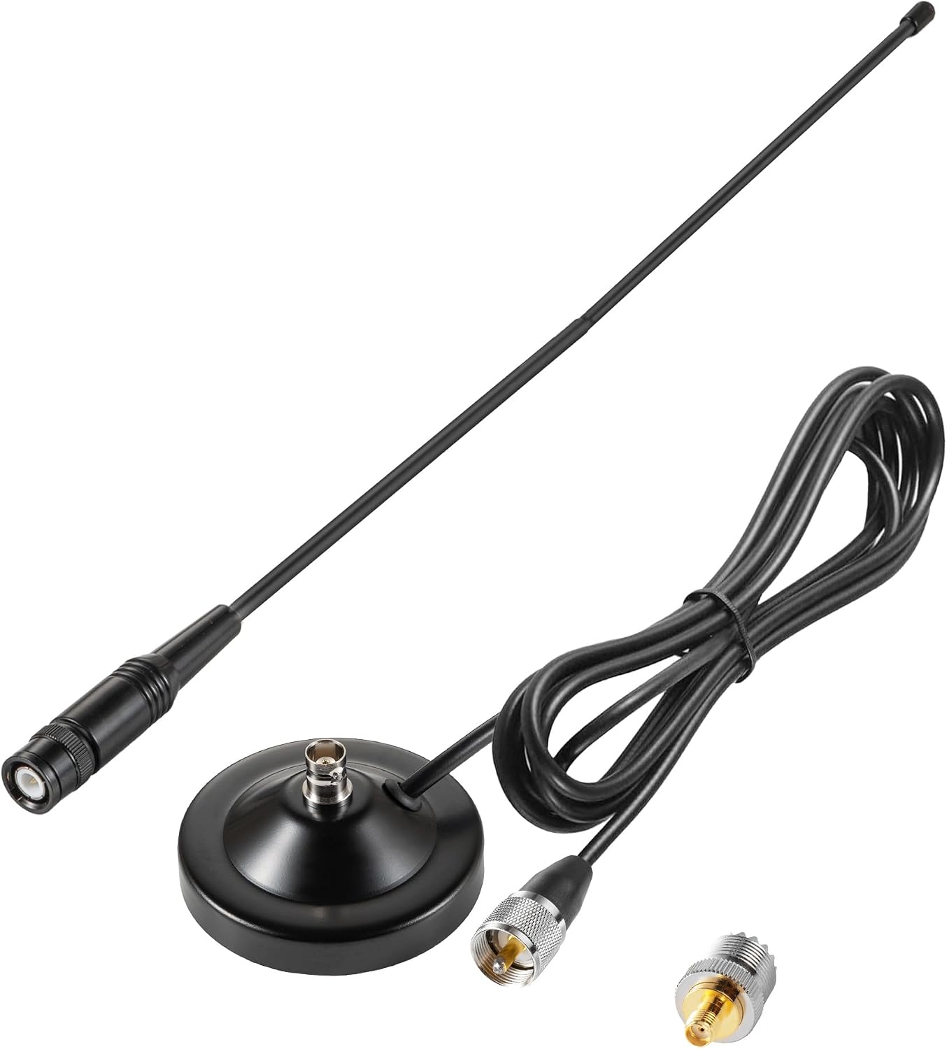eifagur 136-174MHz 400-470MHz 2meter 70CM Vehicle Car Mobile Ham Radio GMRS Soft Whip Antenna, UHF VHF Magnetic Base