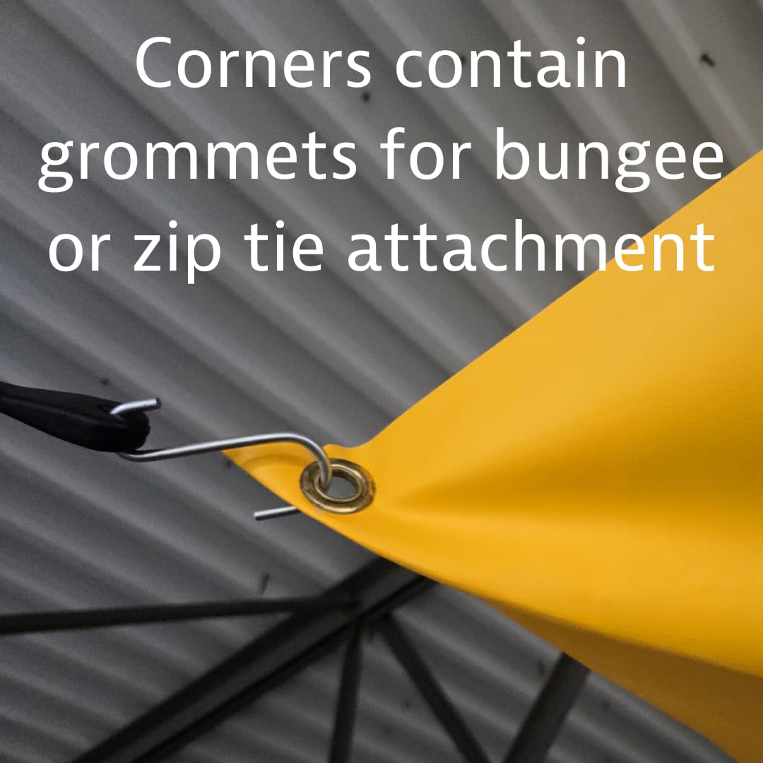 Justrite Ceiling Leak Diverter Tarp with Hose Connection and Corner Grommets, 7' x 7' Puncture-Resistant and Watertight PVC-Coated Fabric, for Temporary Leak Fix, Made in The USA, Yellow, 28304