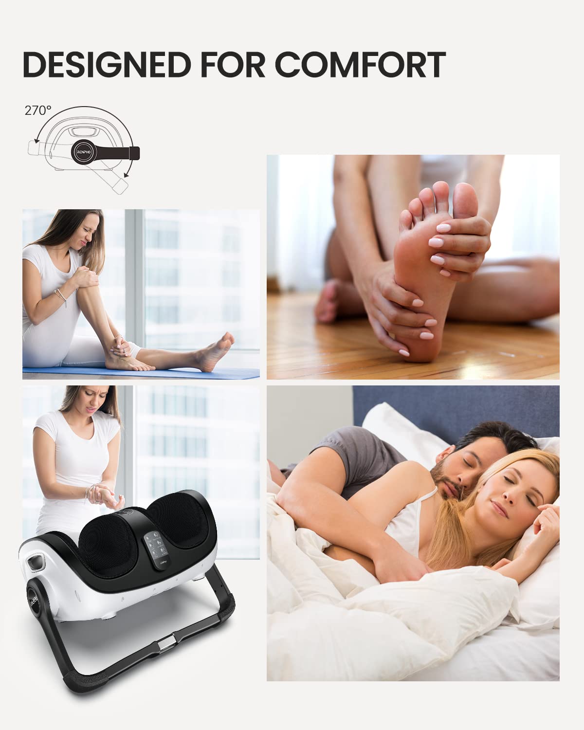 RENPHO 4-in-1 Shiatsu Foot Massager with Heat, Foot and Calf Massager, Father Day Gifts for Husband Men Dad, FSA Eligible Items Only List, Deep Kneading Massage for Plantar Fasciitis Relief, Size 14