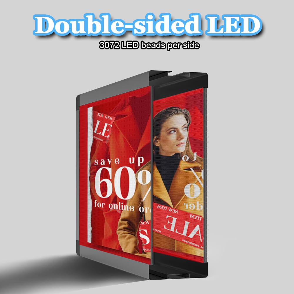 P10 Outdoor Full Color Programmable Double Sides LED Signs 39"x 14" with WIFI,Programmable Scrolling LED Display,Texts and Image Display for led Advertising Sign Board (Double sides)