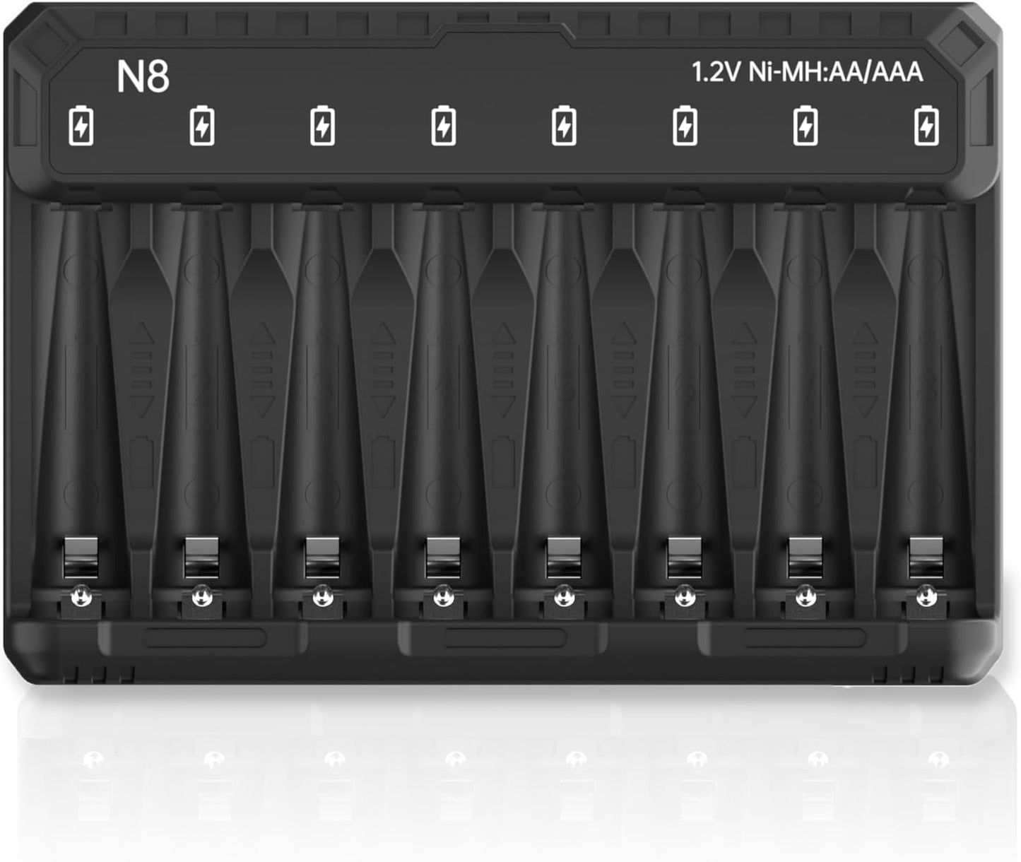 SEVENKA 8 5V 2A AA AAA Battery Charger, Bay Smart Charger for Ni-MH Ni-CD Rechargeable Batteries, Independent Control