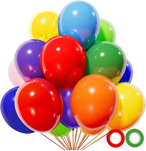 KUULBELA Rainbow Balloons - 110 Pack of 12-Inch Assorted Helium Latex Balloons for Birthday & Wedding Parties
