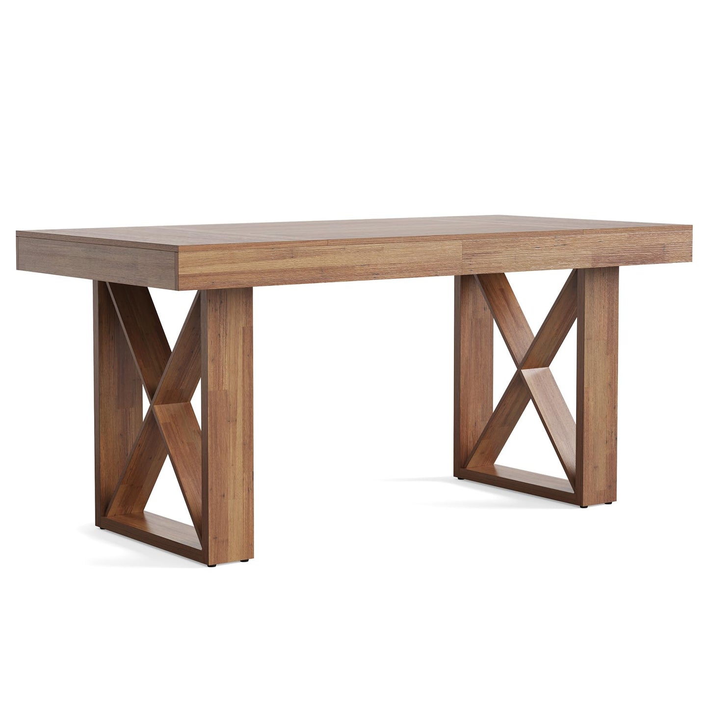 LITTLE TREE 63-Inch Computer Desk, Simple Thick Appearance, Study Gaming Writing Workstation Executive Office Desk for Home, Study Room, Office, Rustic Brown