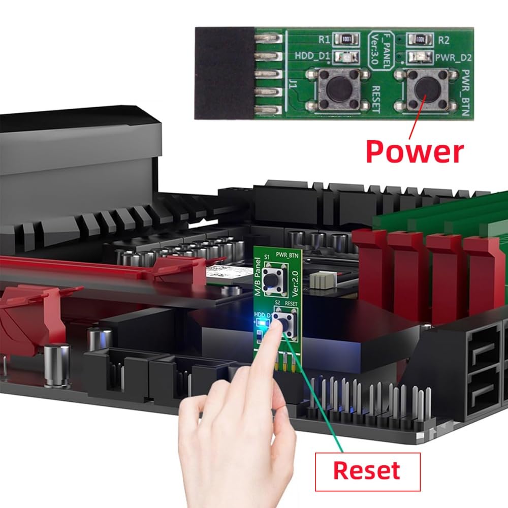Reset 9Pin cablecc Power Jumper Mainboard Power Starter Board for Computer Switching Board Adapter with Button